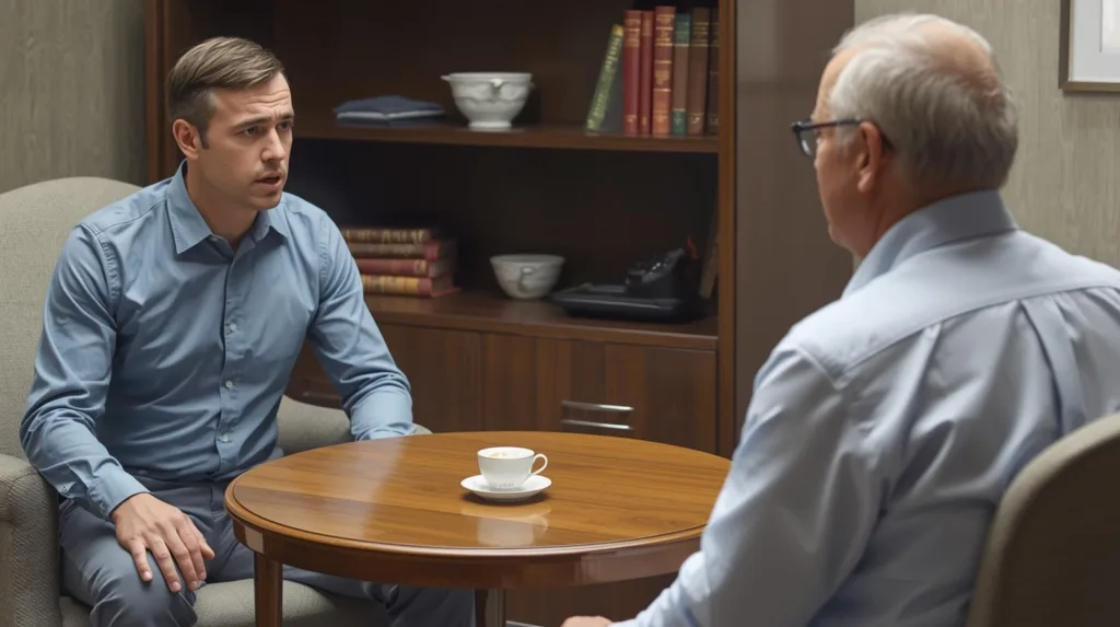 Homem com sintomas de borderline conversando com terapeuta