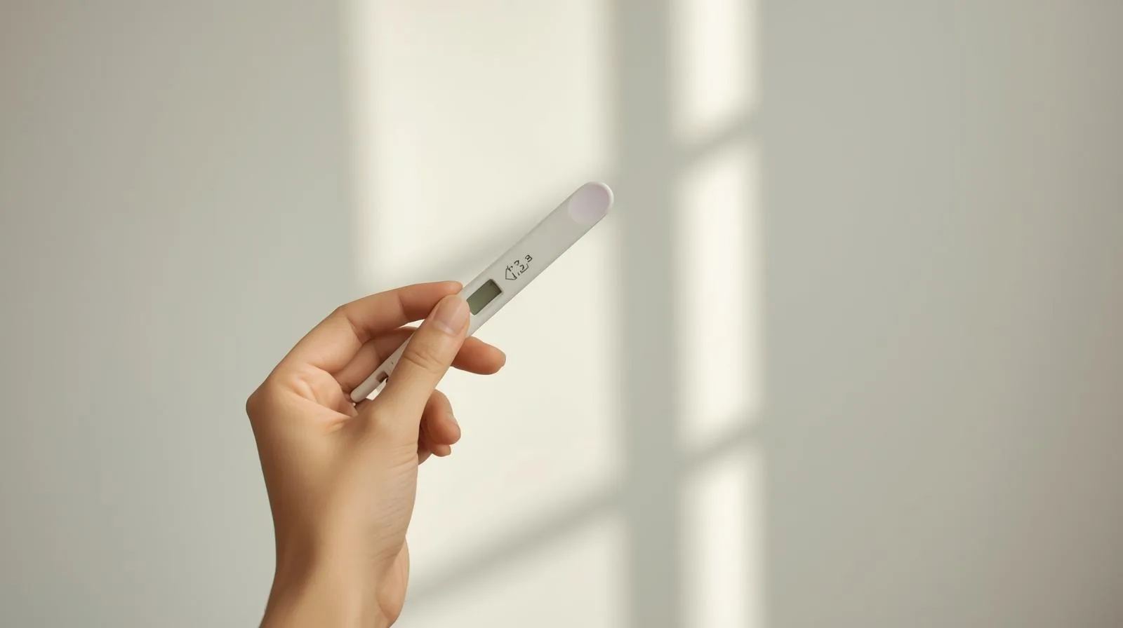 Mulher com teste de gravidez na mao