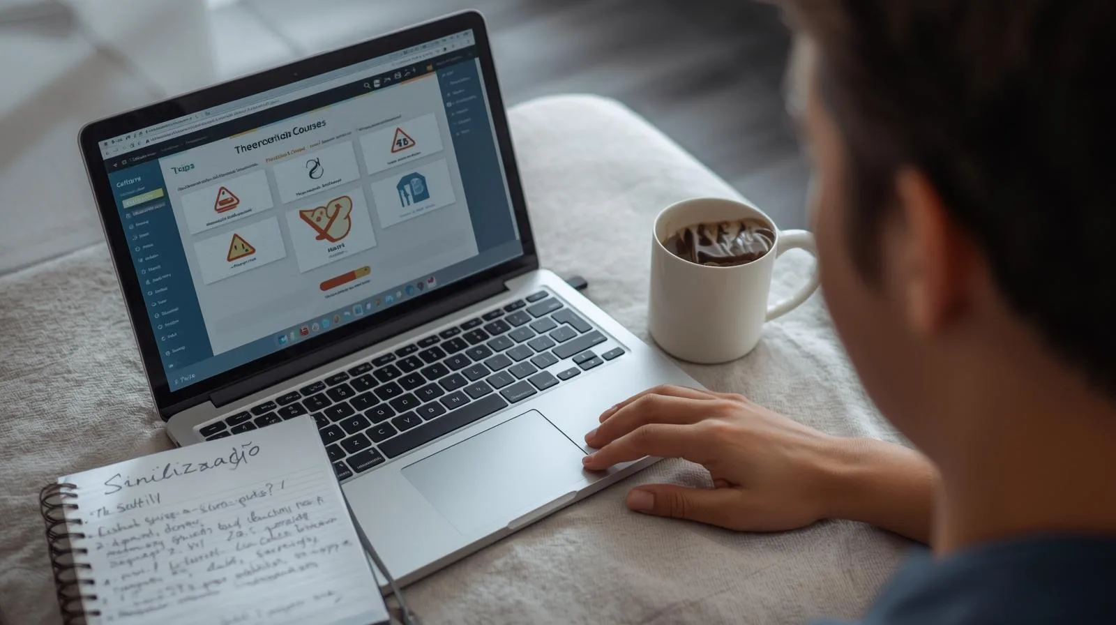 A teoria agora é gratuita e online. Estude no seu ritmo, em casa, sem depender de aulas presenciais caras.