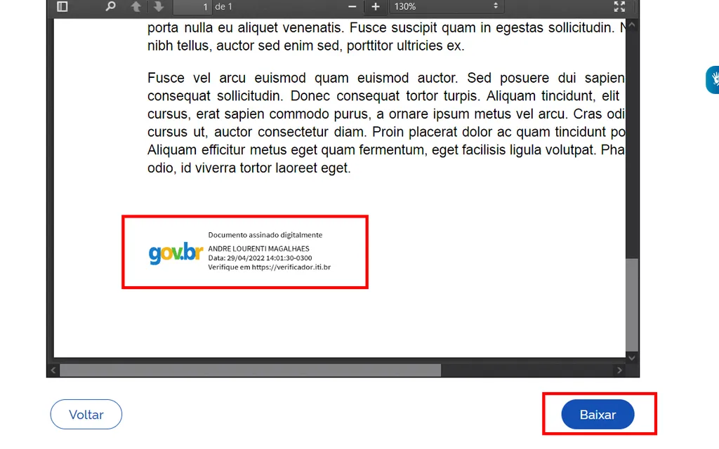 Assinatura Gov.br como certificado de autenticidade