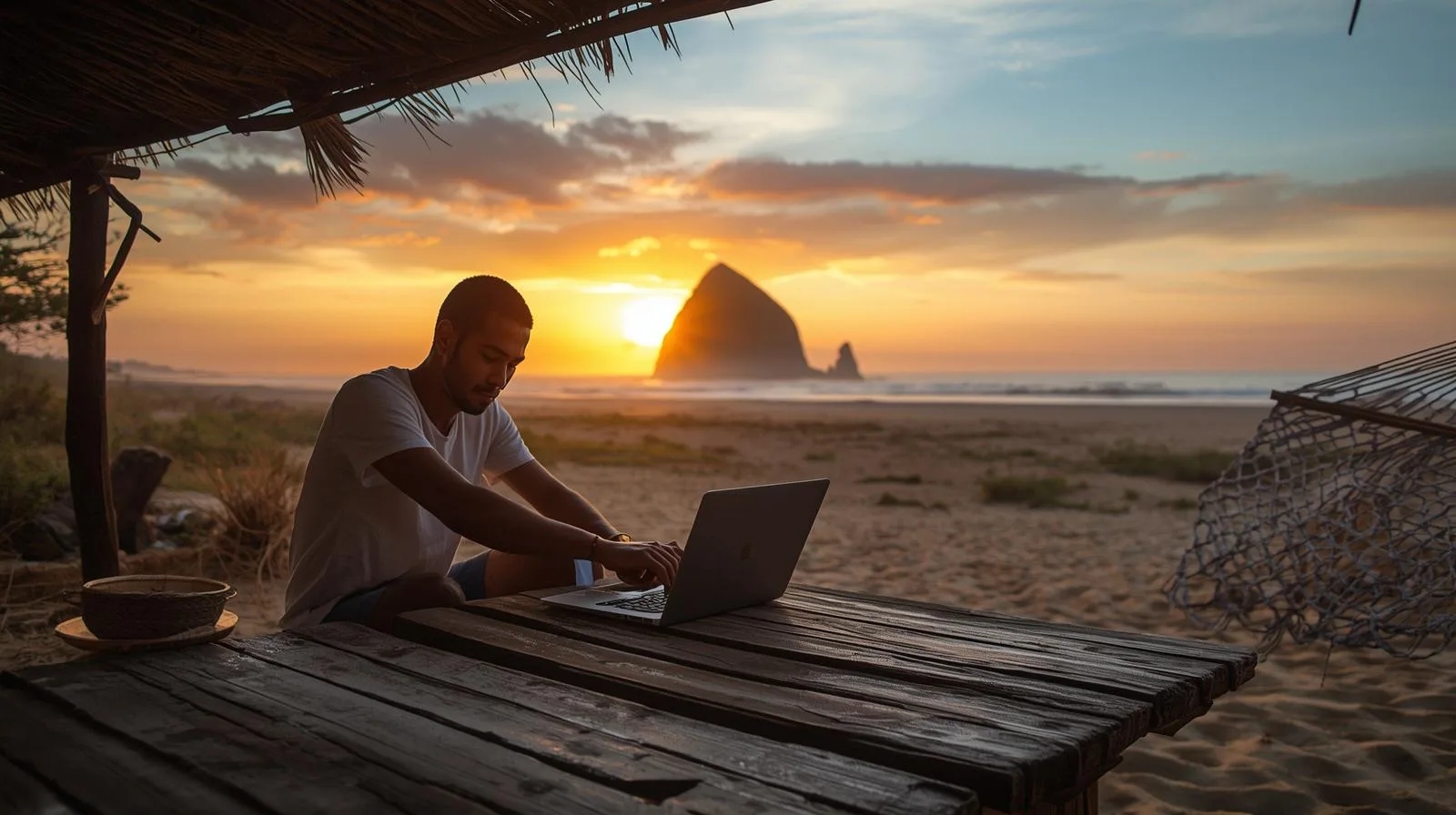 Em Jericoacoara, o pôr do sol marca o fim do expediente. Aqui, kitesurf e coworking dividem o mesmo dia — com fibra óptica e pé na areia.
