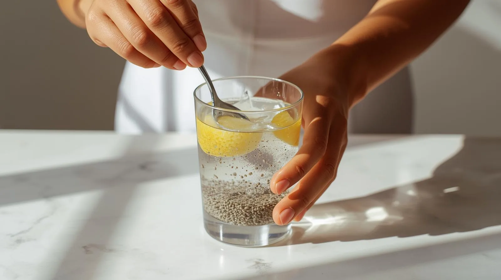 Hidrate a chia por 15 minutos e ganhe saciedade prolongada, digestão suave e energia estável — ideal para longas jornadas de trabalho.