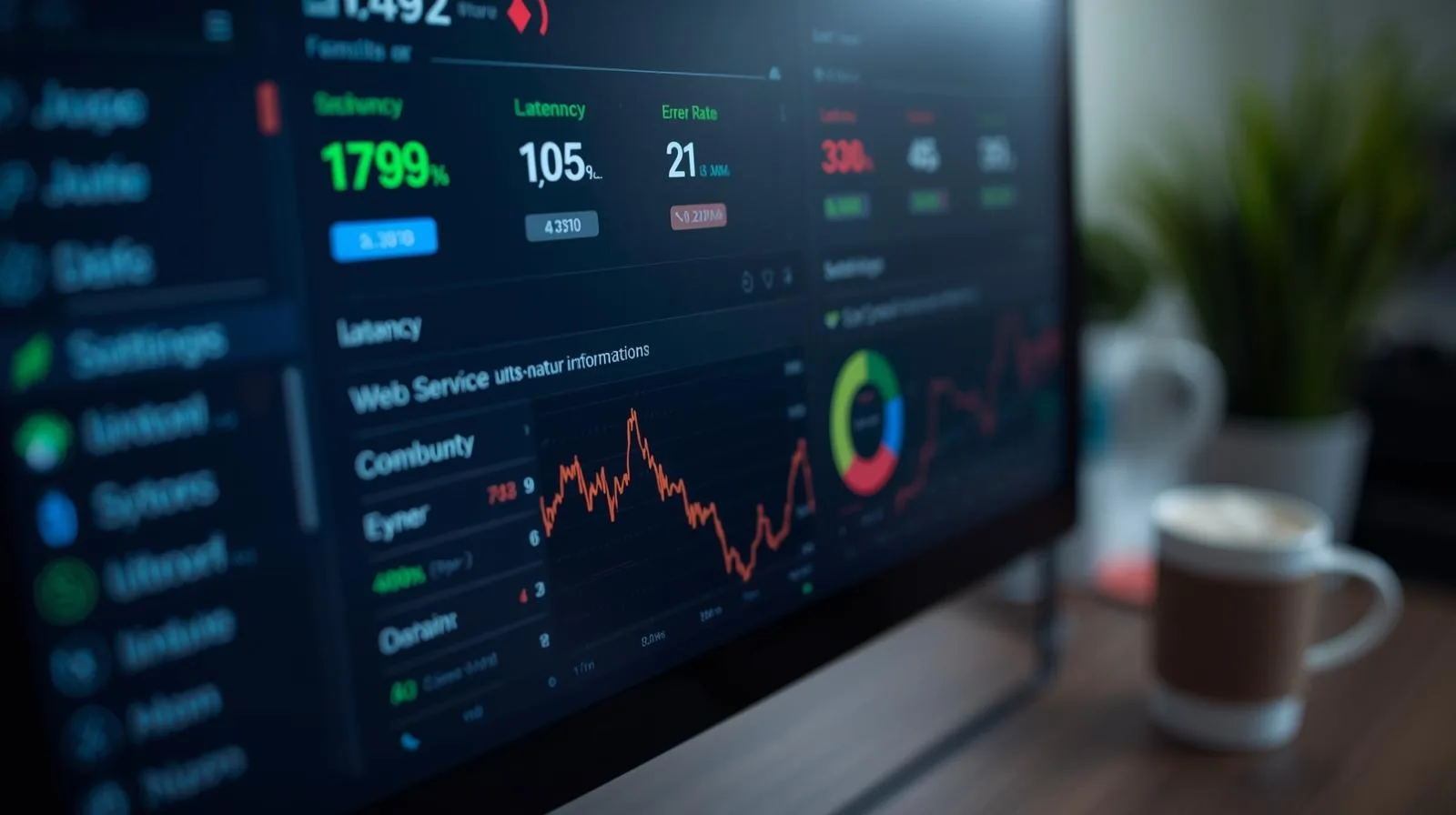 Painel de monitoramento Grafana com métricas em tempo real de desempenho e saúde de sistemas em produção.
