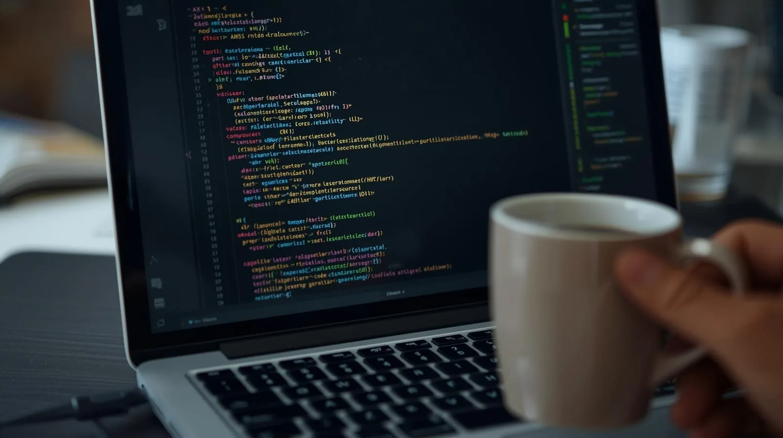 Tela de notebook exibindo código Terraform para provisionamento automático de infraestrutura em nuvem.