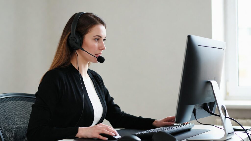 Mulher trabalhando telemarketing