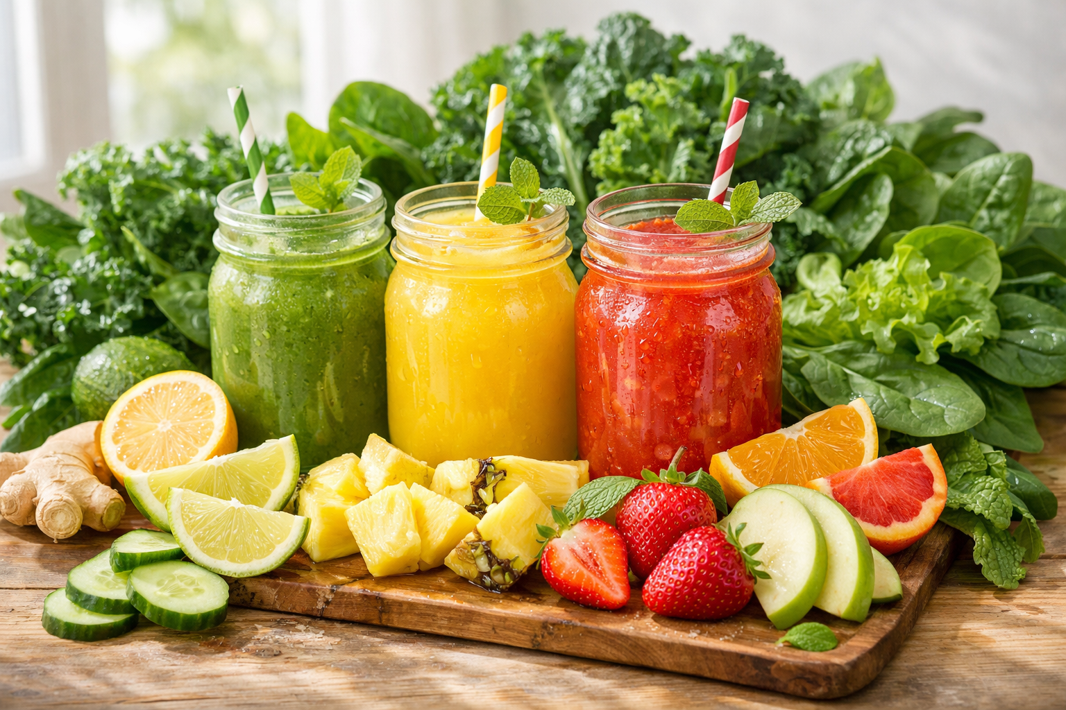 
mesa com opções saudáveis para detox pós carnaval 2026 — imagem criada com apoio de i.a.