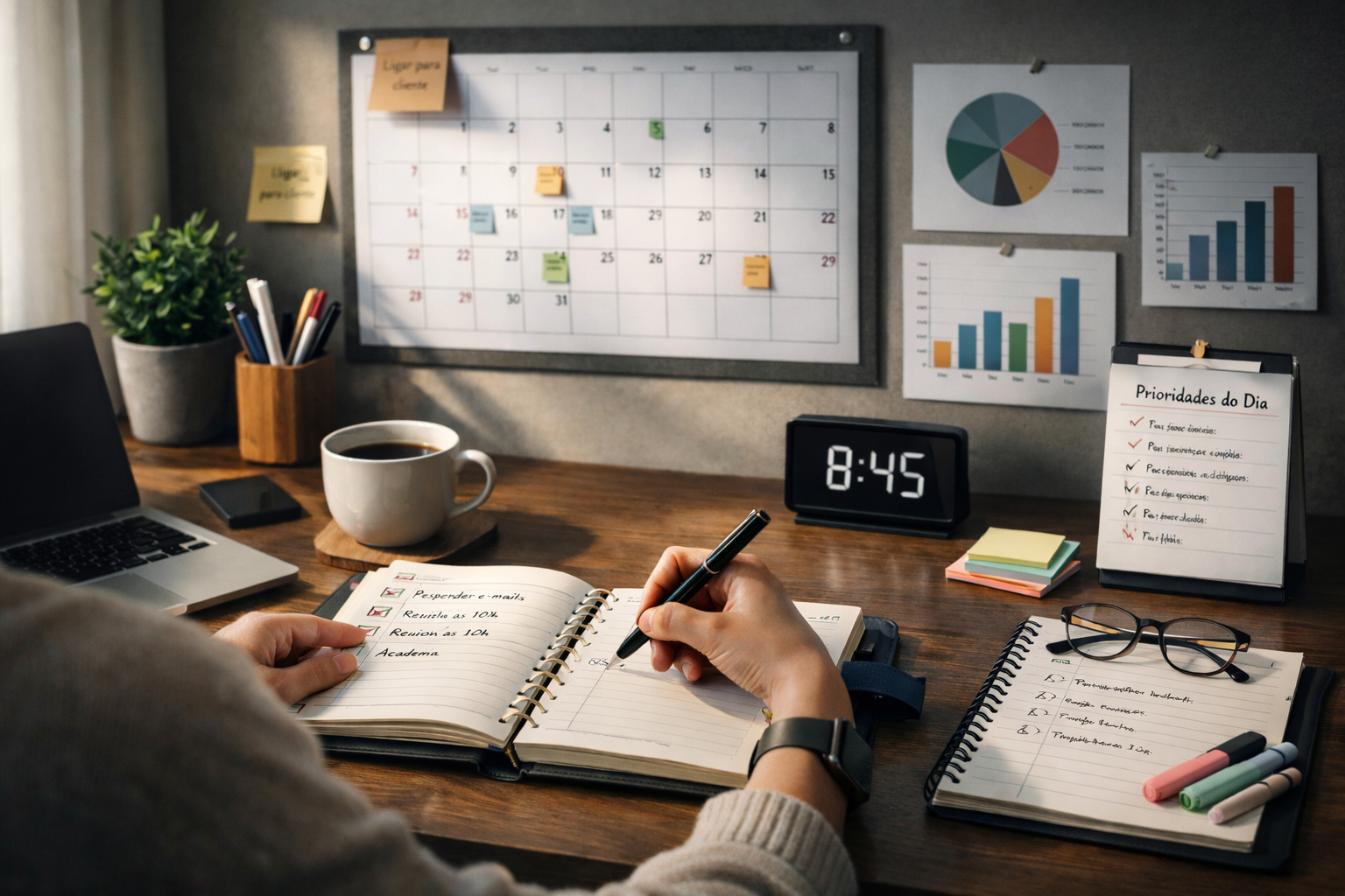 pessoa organizando agenda e tarefas com foco no retorno à rotina pós carnaval 2026 – imagem gerada com apoio de ia.