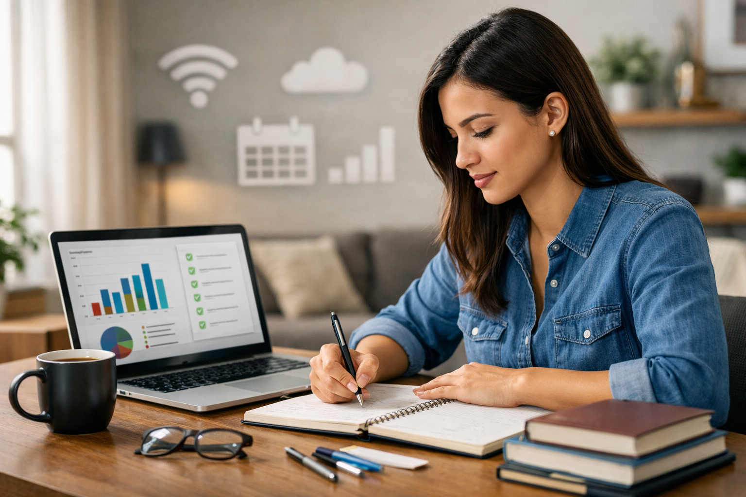 mulher estudando para concurso público 2026 com vagas home office — imagem gerada com apoio de ia.