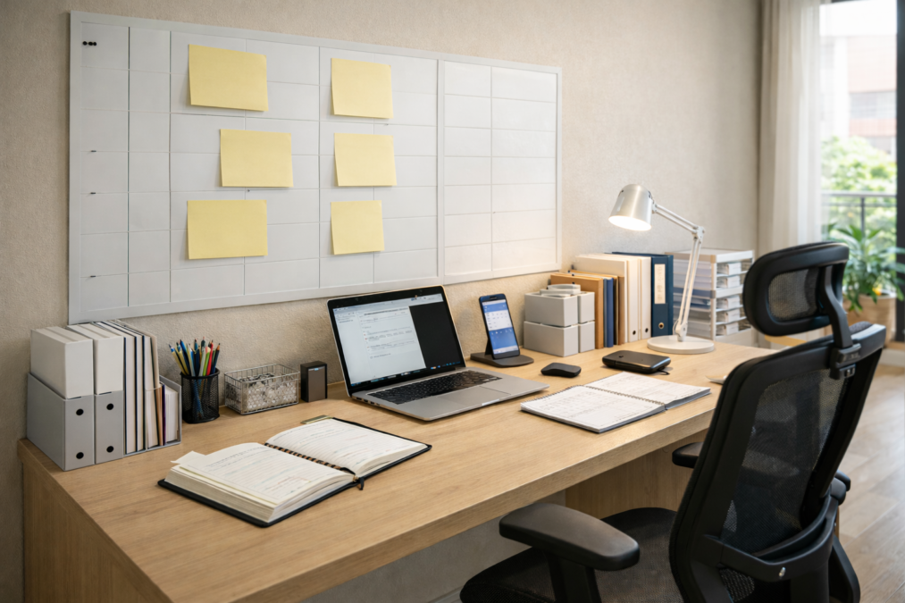 espaço home office transmitindo foco e organização. — imagem gerada com apoio de i.a.