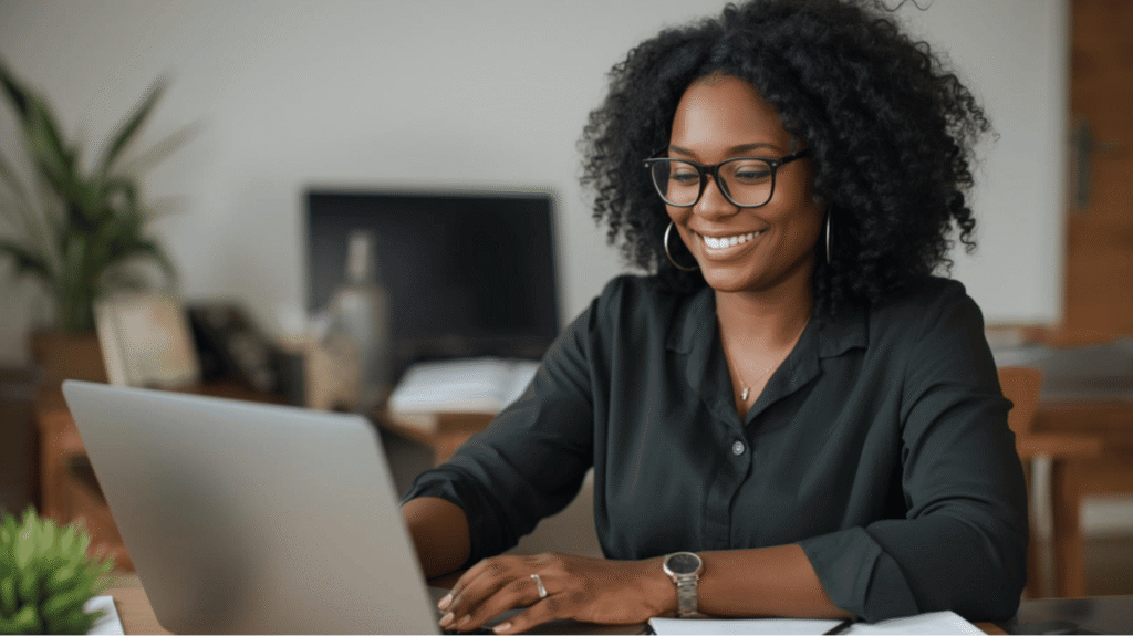 Mulher trabalhando em notebook