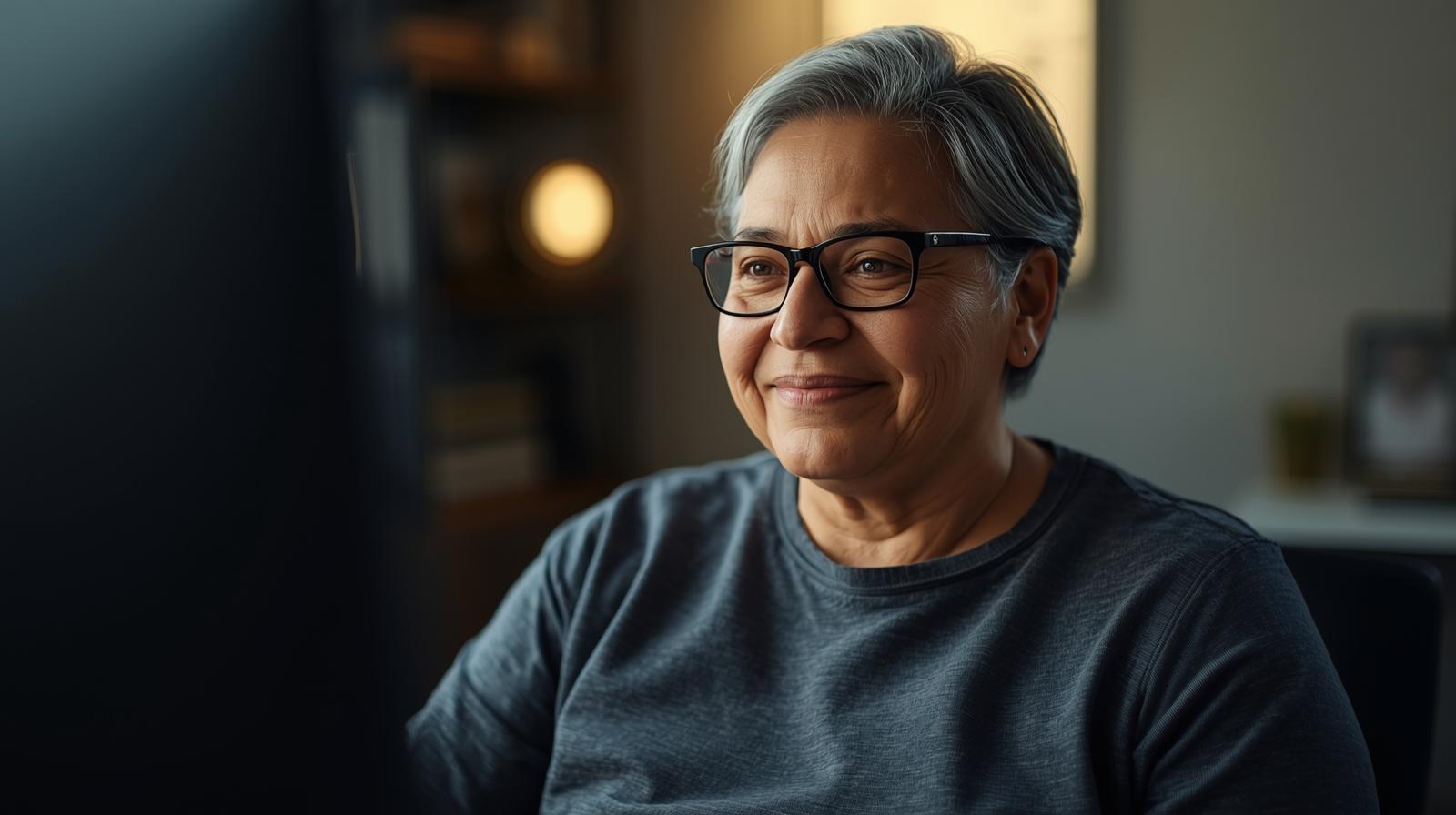 Na tela, todos têm o mesmo espaço. O home office remove o “esforço de máscara” e coloca sua competência no centro.