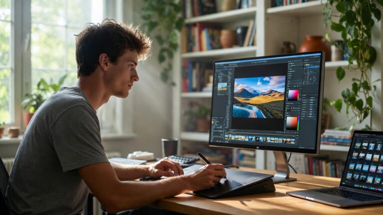 homem trabalhando como Editor de Imagens