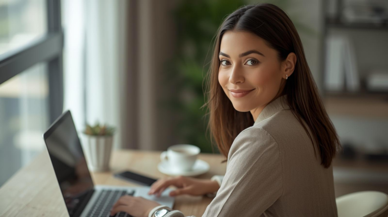 mulher em home office