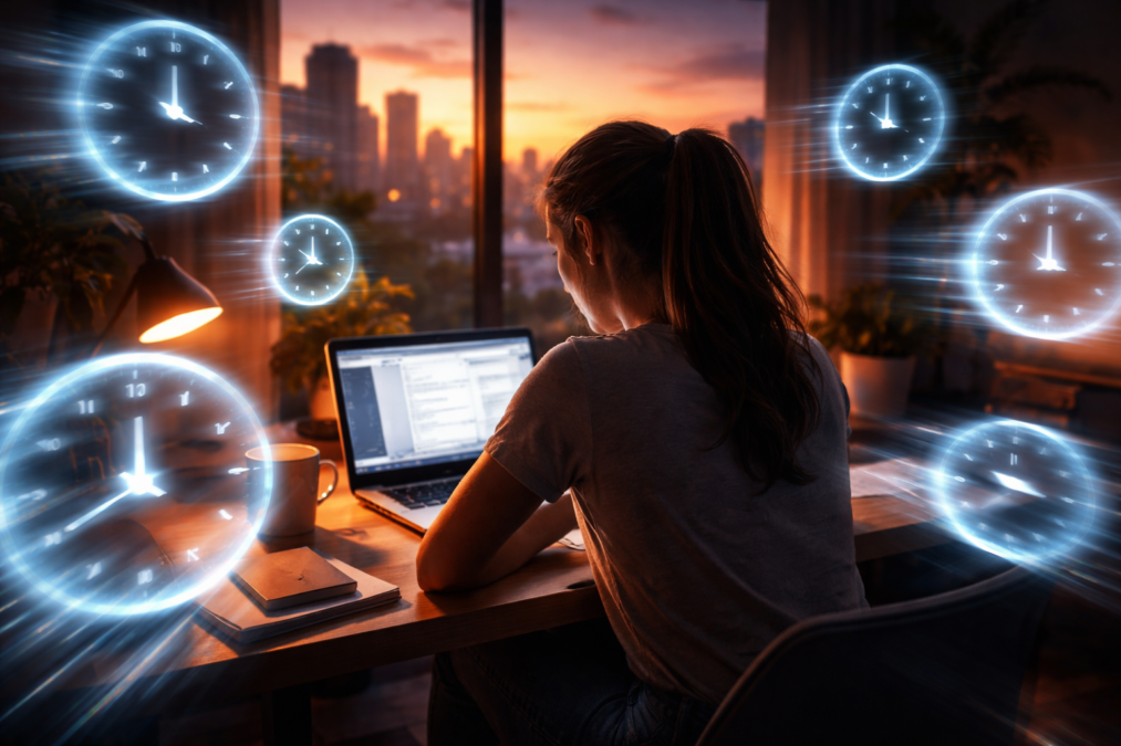 longas jornadas de trabalho: o que você não pode ignorar antes de aceitar vaga home office — imagem gerada com apoio de I.A.