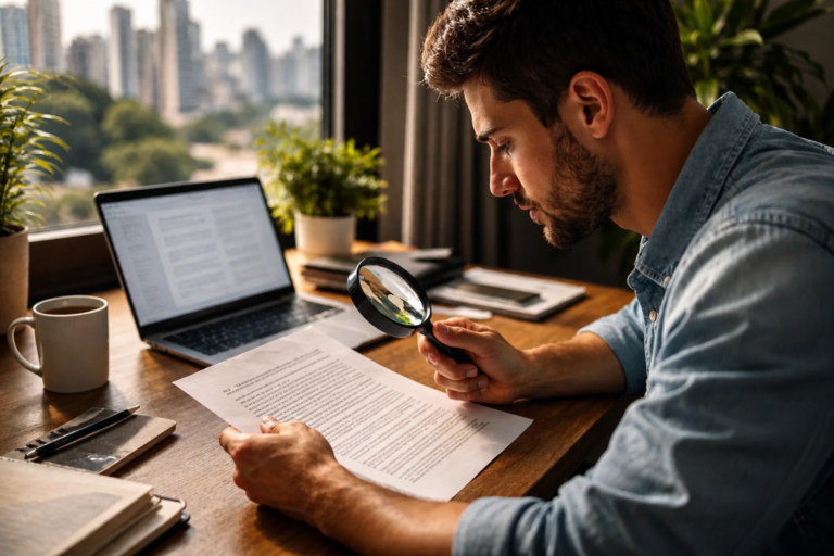 profissional analisando o que não pode ignorar antes de aceitar vaga home office | Crédito: Portal Vou De Home