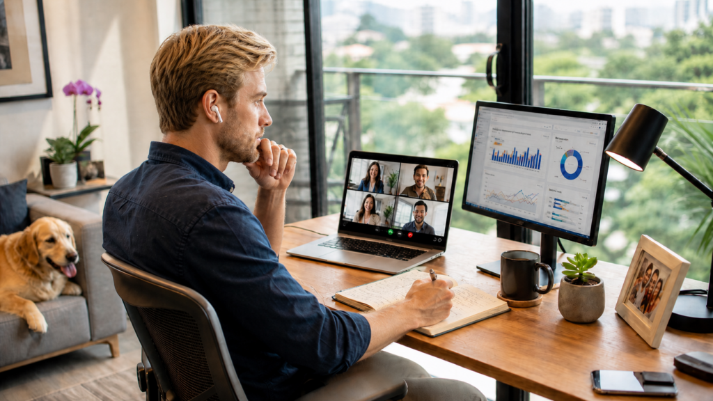 profissional trabalhando em home office representando flexibilidade | Crédito: Portal Vou De Home