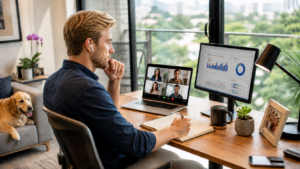profissional trabalhando em home office representando flexibilidade | Crédito: Portal Vou De Home