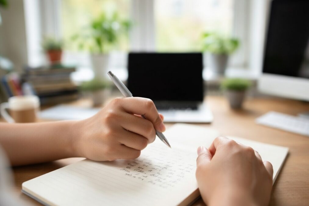Pessoa fazendo anotações