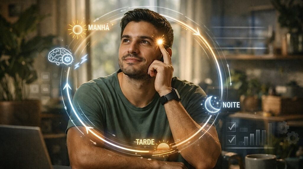 como ser mais produtivo seguindo o ciclo circadiano — imagem gerada com apoio de I.A.