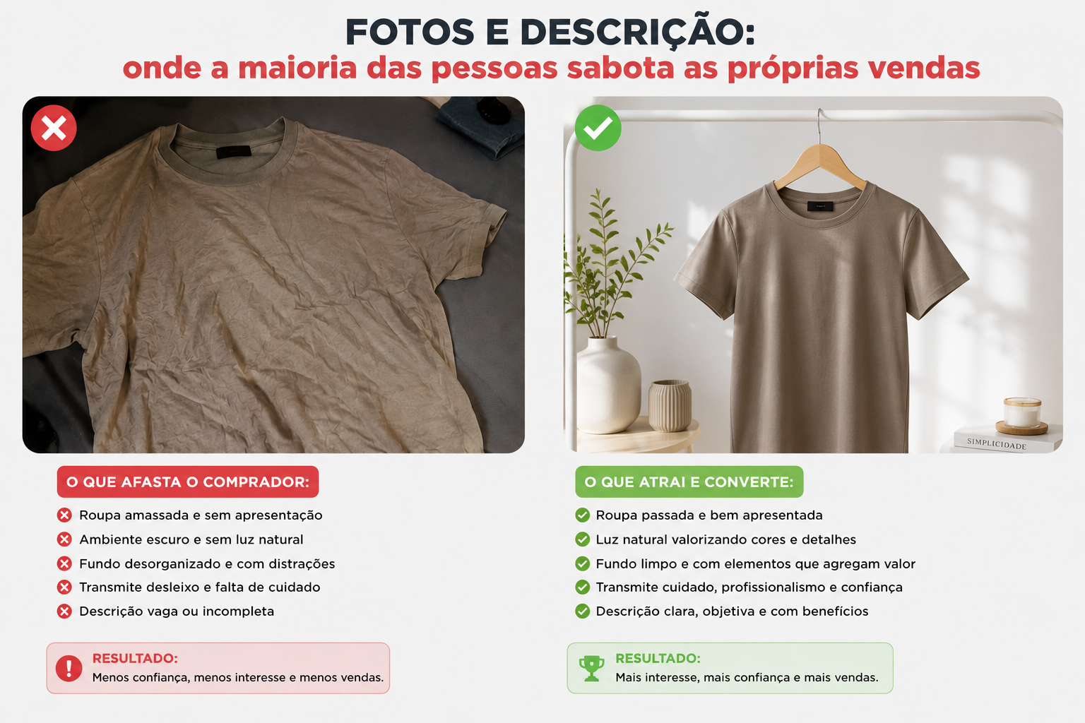 anúncio que afasta comprador vs o que atrai e converte | Créditos: Portal Vou De Home