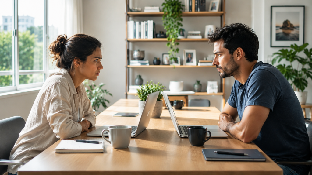 casal trabalhando em home office | Crédito: Portal Vou De Home