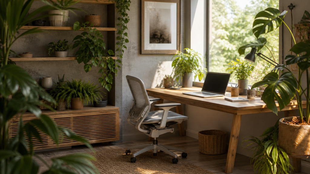 Home office com plantas