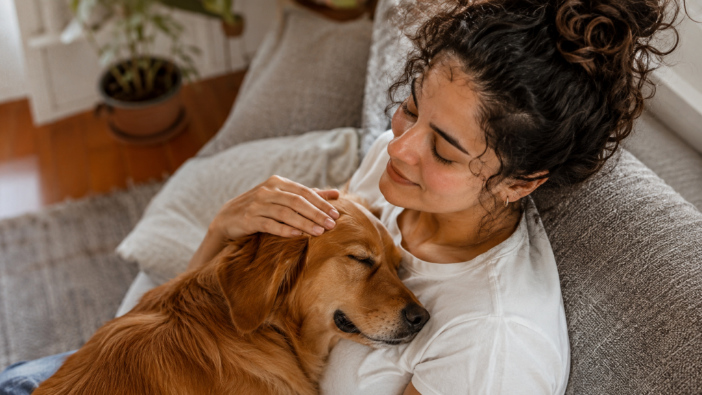 Mulher com cachorro