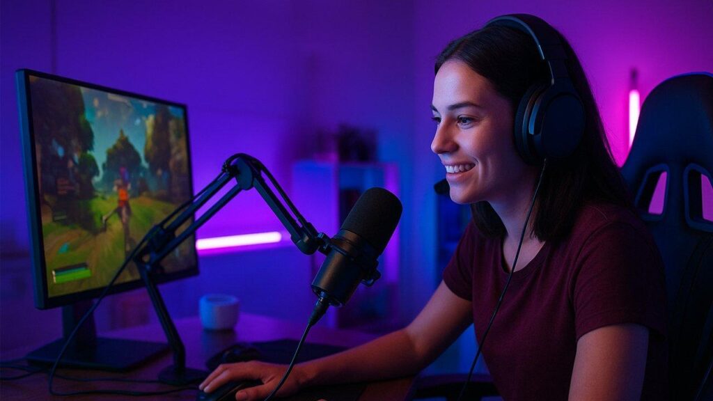 Streamer home office mulher
