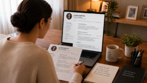 aplicando estratégia para currículo de vaga home office | Créditos: Portal Vou De Home