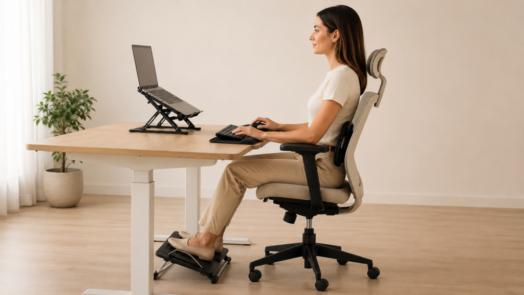 espaço de trabalho ergonômico | Créditos: Portal Vou De Home