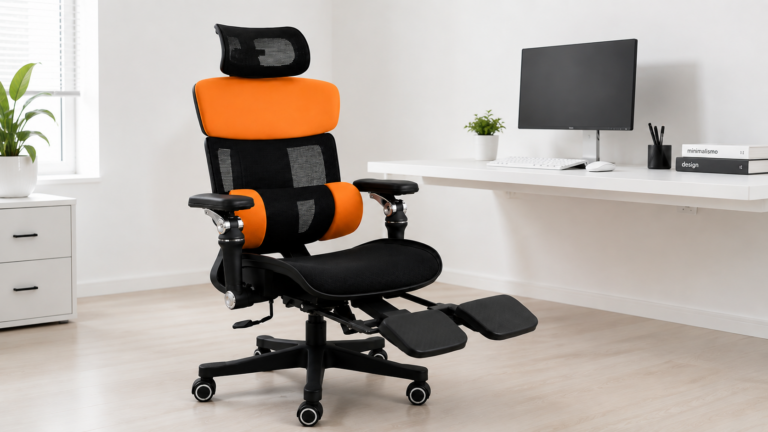 Review: Cadeira de Escritório Ergonômica Executiva com Apoio de Pés Retrátil e Tela Mesh, Vale a pena? | Créditos: Portal Vou De Home