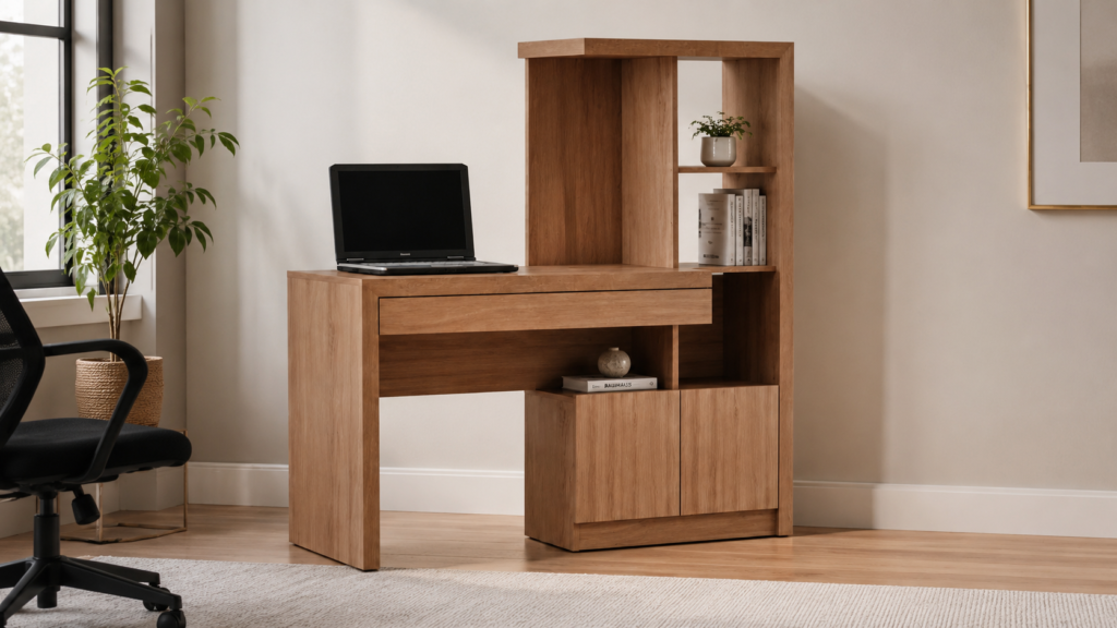 Mesa Escrivaninha Estante Home Office 2 Portas 1 Gaveta | Créditos: Portal Vou De Home