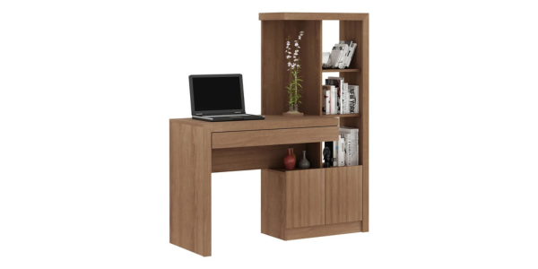 Mesa Escrivaninha Estante Home Office 2 Portas 1 Gaveta